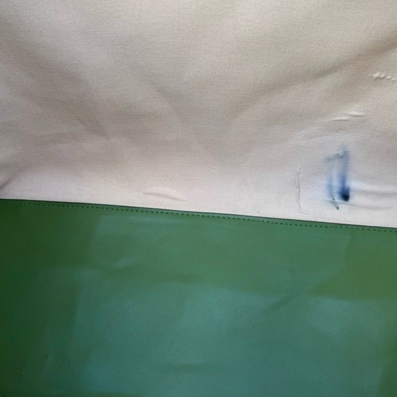 Tory Burch Ella Printed Canvas Tote Bag Floral Green Leather Straps - Picture 4 of 12